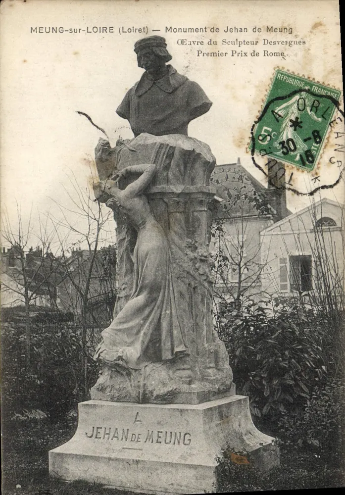 Meung-sur-Loire — Denkmal für Jehan de Meung — Werk des Bildhauers Desvergnes, Erster Preis von Rom - Vorderseite