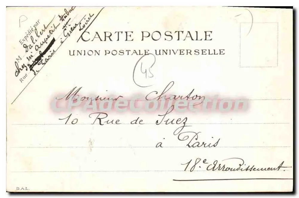 Gien — Rue des Degrés — Union Postale Universelle, N° 22 - Verso