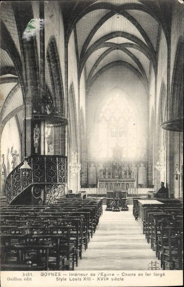 Boynes — Interior da Igreja — Cadeira de ferro forjado, Estilo Luís XIII - Século XVII — Guillot editor - Frente