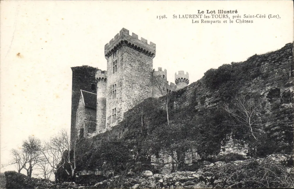 St LAURENT-les-TOURS, perto de Saint-Céré (Lot) — Os Muros e o Castelo — Le Lot Illustré n°1598 - Frente
