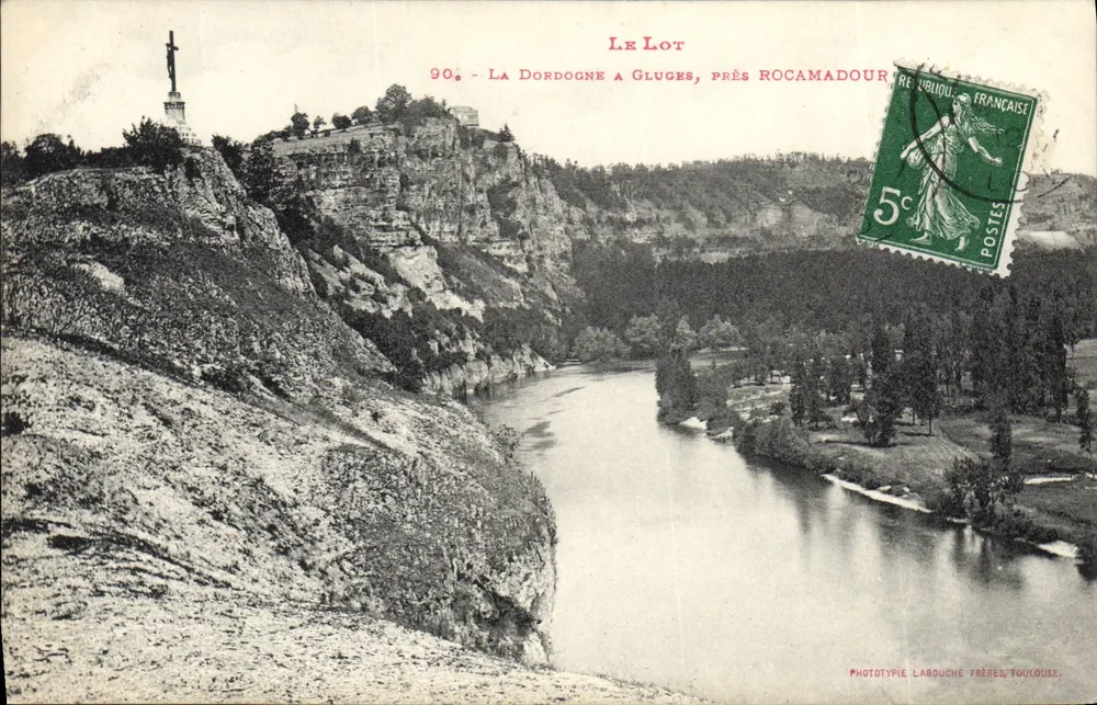 A Dordogne em Gluges, perto de Rocamadour — Le Lot — Phototypie Labouche Frères, Toulouse - Frente