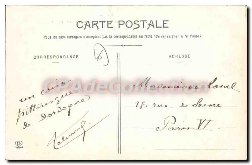 A Dordogne em Gluges, perto de Rocamadour — Le Lot — Phototypie Labouche Frères, Toulouse - Verso