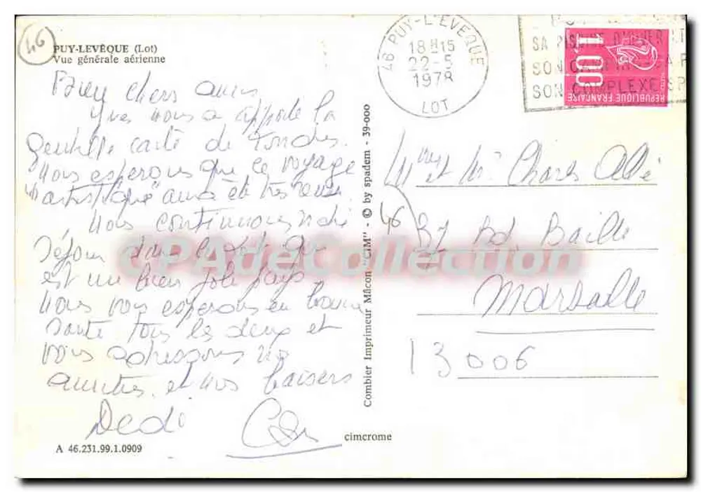 Puy-L'Évêque (Lot) — Vista geral aérea — Impressor Mâcon - 39-000 - Verso