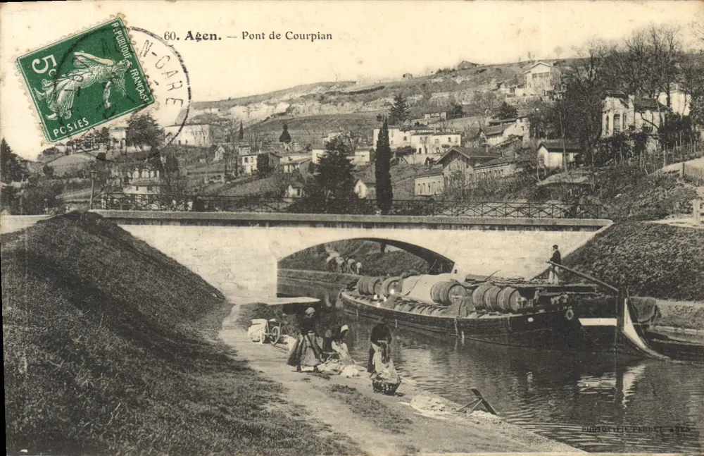 Agen — Ponte de Courpian — Foto Léon Perret, Agen - Frente
