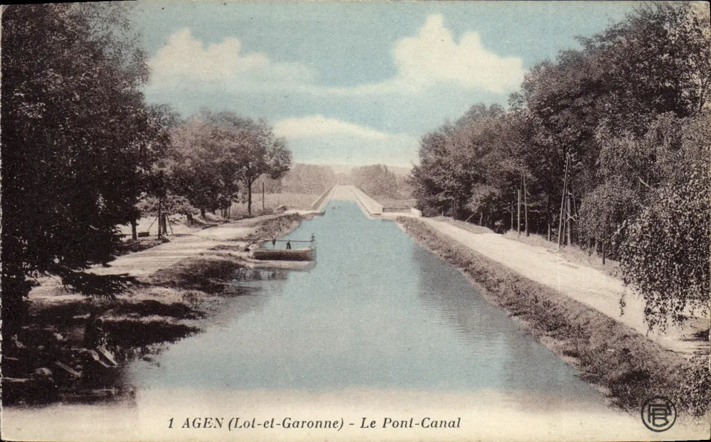 Agen (Lot-et-Garonne) — O Ponte-Canal — editor 'R' (logo circular) - Frente
