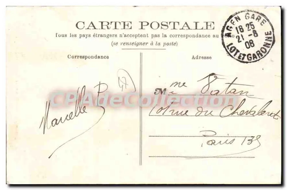 Agen — Kirche Saint-Hilaire und Boulevard Scaliger — Phototypie Perret Agen, n°49 - Rückseite