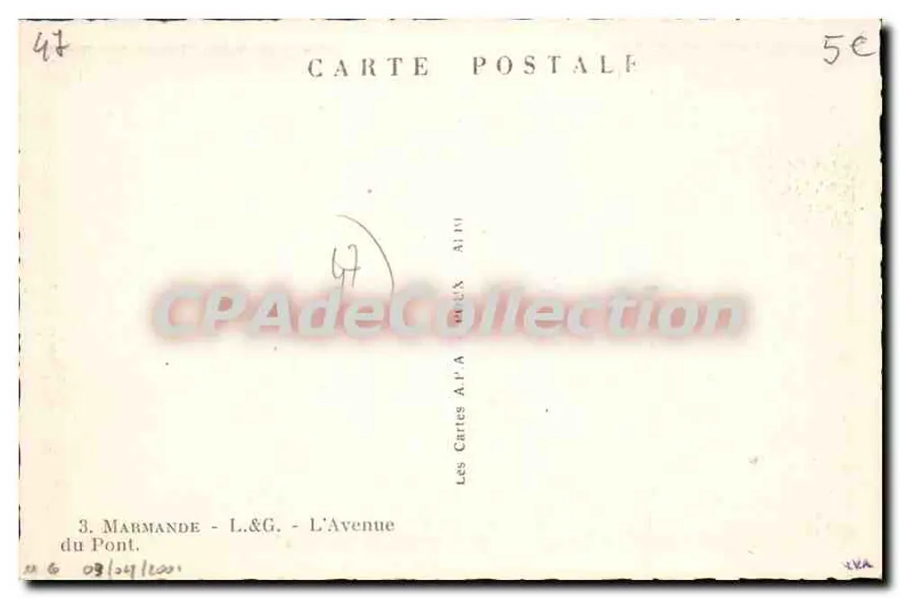 Marmande — De Avenue van de Brug — De Ansichtkaarten A.P.A. - Achterkant