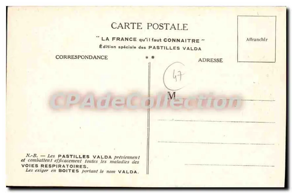Marmande e igreja — Pérac, ponte sobre a Brisse — Marmande, cidade de Lot-et-Garonne — Edição especial Pastilles Valda - Verso