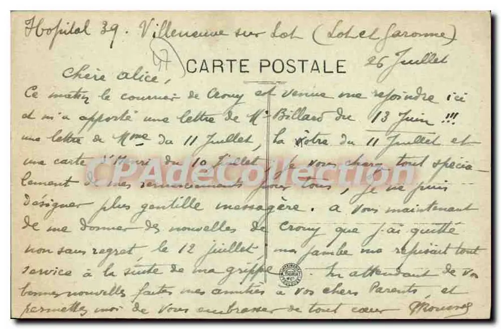 Villeneuve-sur-Lot — Tor von Paris — Édition A. Laconie - Rückseite