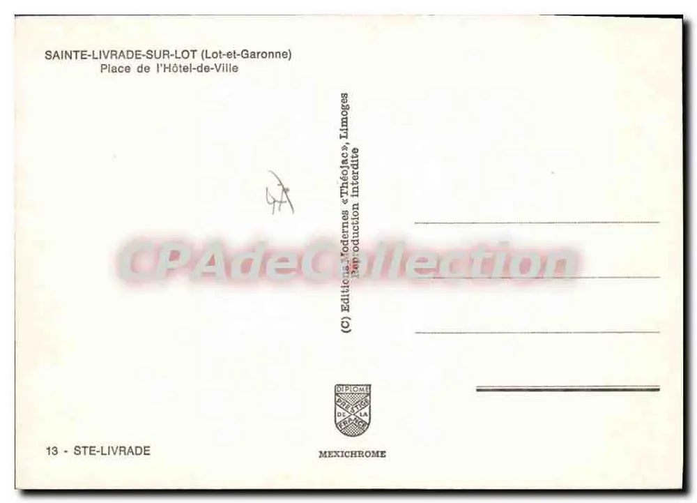 Sainte-Livrade-sur-Lot — Rathaus — Théo Jac Editions, Limoges - Rückseite