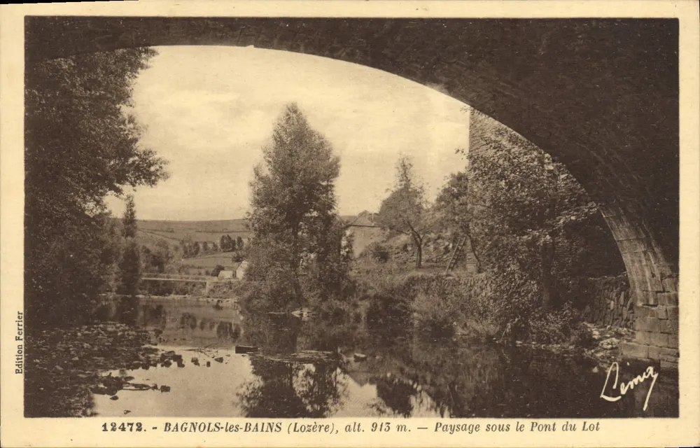 Bagnols-les-Bains (Lozère) — Landschaft unter dem Lotbrücke — Edition Ferrier n°12472 - Vorderseite