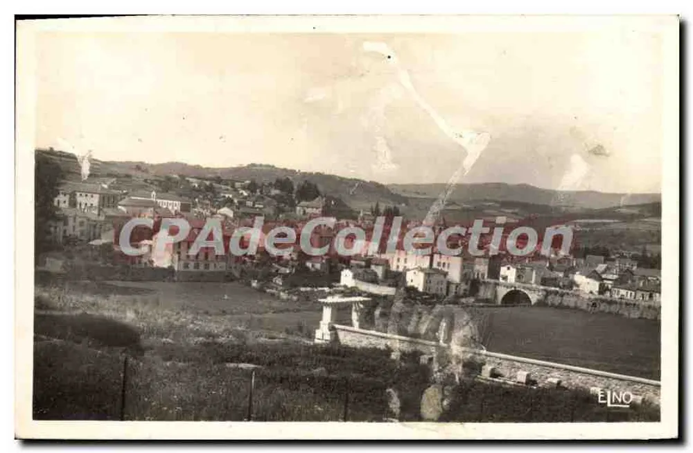 Langogne (Lozère) — Vista General y Puente Nuevo — Editor EINO - Anverso