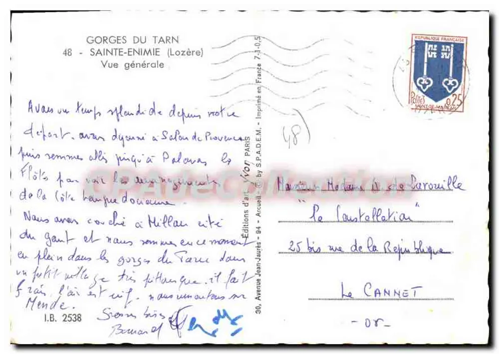 Gorges do Tarn — Vista geral — Edições d'art V. VOR, Paris - Verso
