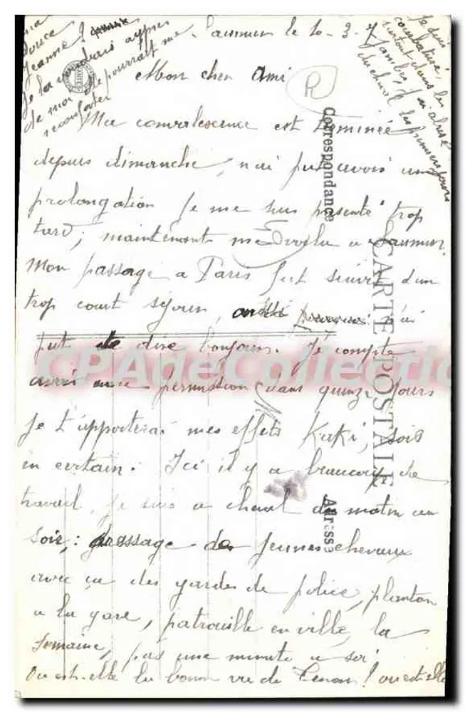 Saumur (M.-et-L.) — Último convidado ou o almoço interrompido — Fr. Voelcker, fot. Saumur, depositado - Verso