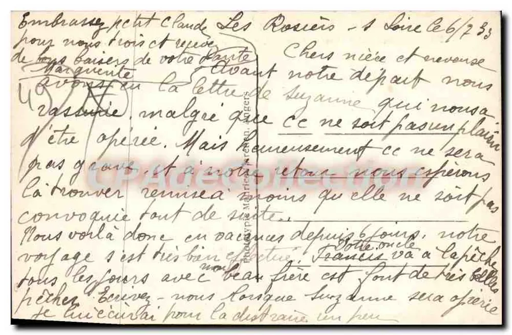 Die ROSIERS (M.-et-L.) — Überblick über die Brücken und die Insel, aufgenommen von St-Busèbe — L.V. phot. - Rückseite