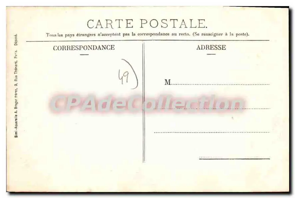 Beaupréau (M. et L.) - Castelo das Casas — Impr. Freulon, Beaupréau, n° 309 - Verso