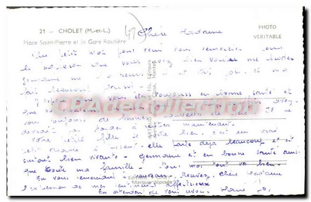 Place Saint-Pierre und die Bushaltestelle — Cholet — Verlag Gaby, Nr. 21 - Rückseite