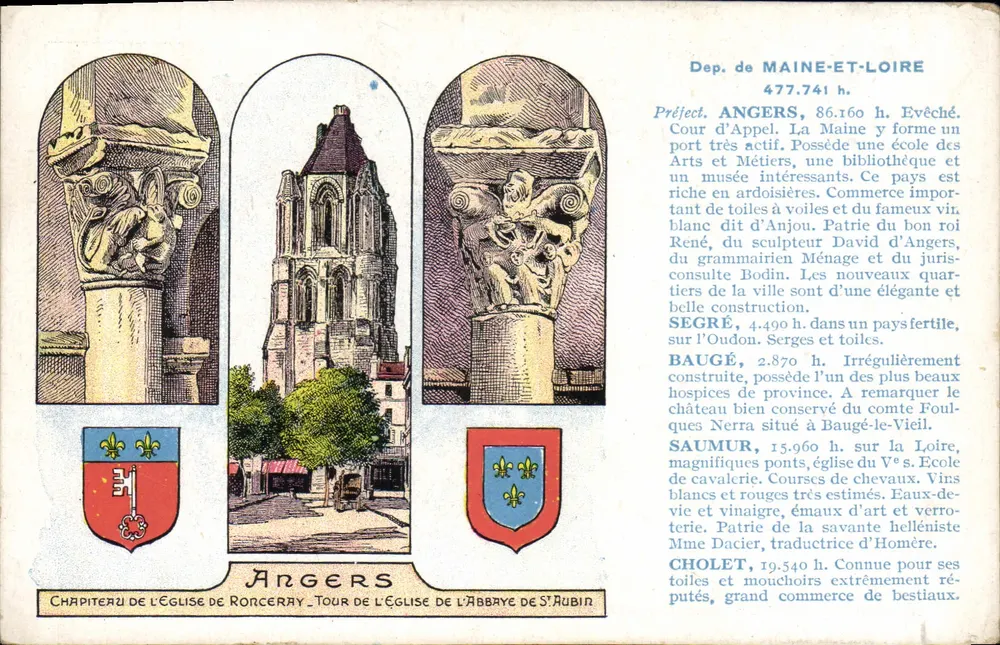 Angers — Capitel da igreja de Ronceray, Torre da igreja da abadia de Saint-Rubin — Edição especial das Pastilhas Valda - Frente