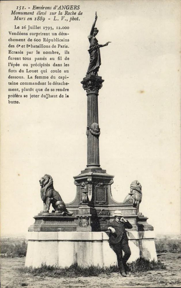 Aproximadamente Angers — Monumento elevado na Roche de Murs em 1889 — L. V., pbot. - Frente