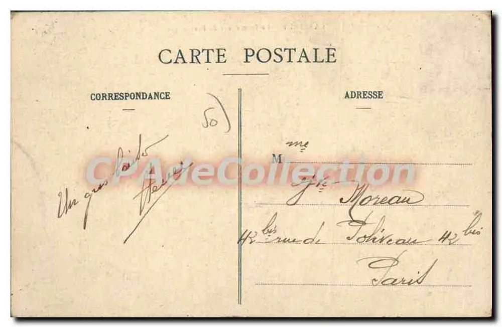 Carteret - Ansicht der Promenade am Hafen — Verlag 'Impr. Réunies de Paris' — Seriennummer nicht sichtbar - Rückseite