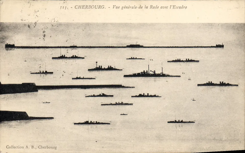 Cherbourg — Allgemeiner Blick auf den Hafen mit der Flotte — Sammlung A. B., Cherbourg - Vorderseite