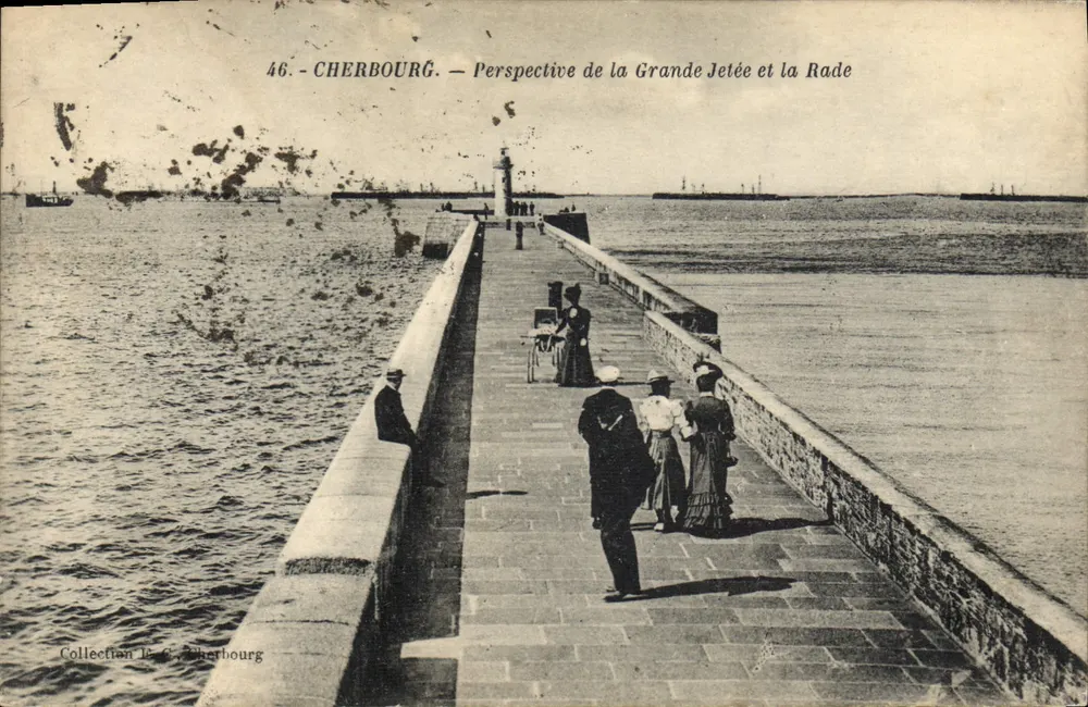 Cherbourg — Prospettiva della Grande Diga e della Baia — Collezione G. Zékerbourg n°46 - Recto