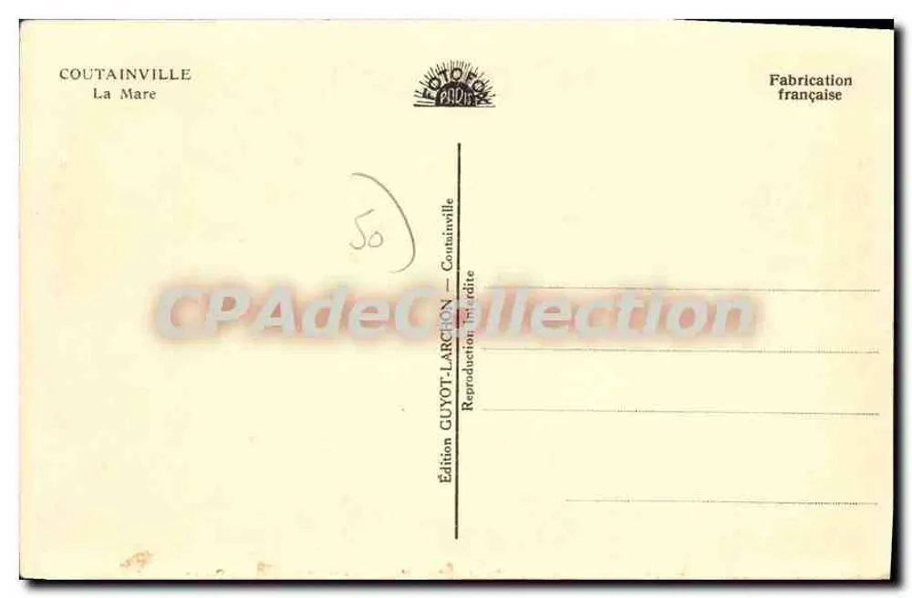 Coutainville — La Mare — Edição GUYOT-LARCHON - Verso