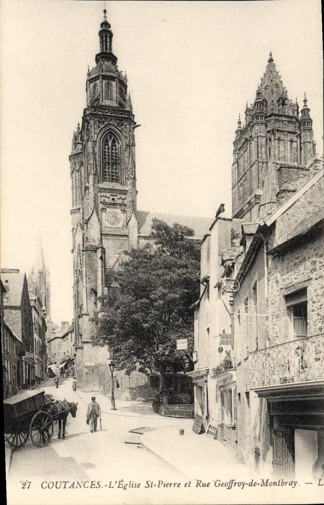 Coutances — Kirche Saint-Pierre und Straße Geoffroy-de-Montbray — L. 27 - Vorderseite