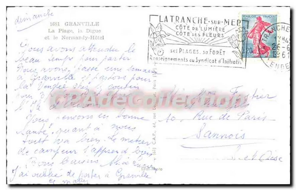 Granville — Die Strände und das Normandy-Hôtel — Antike Ansichtskarte Sammlung - Rückseite