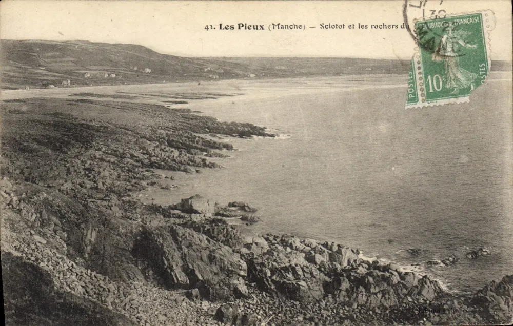 Les Pieux (Manche) — Sciotot e as rochas do Pieu — editor não visível, n° de série 43 - Frente