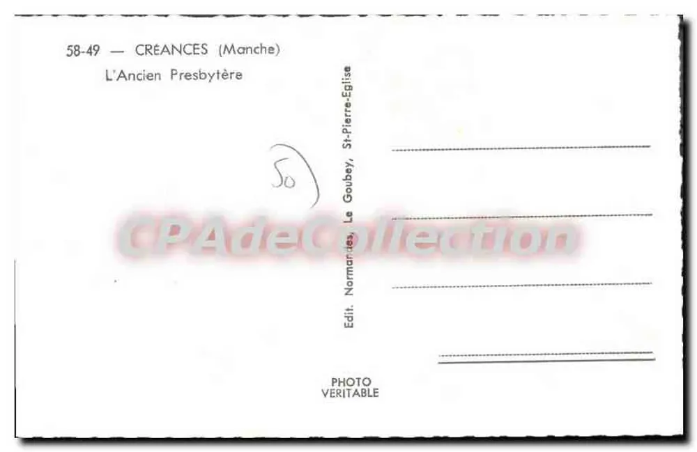 Créances (Manche) — O Velho Presbítero — Edit. Normaries, Le Goubey - Verso
