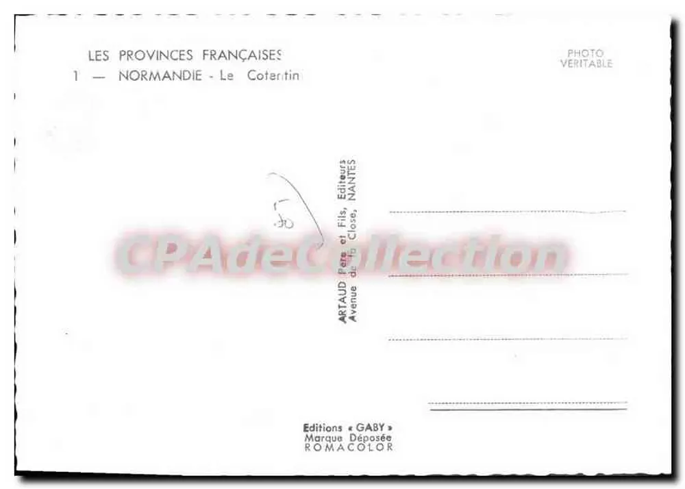 Normandia — O Cotentin — Edições GABY, Nantes - Verso