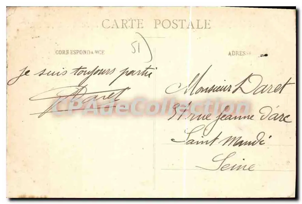 Der Lagerplatz von Châlons, vom Ballon aus gesehen — Das Fort Saint-Hilaire, die Farm Saint-Hilaire und die Ebene — Verlag: André Millière, Montluçon - Rückseite