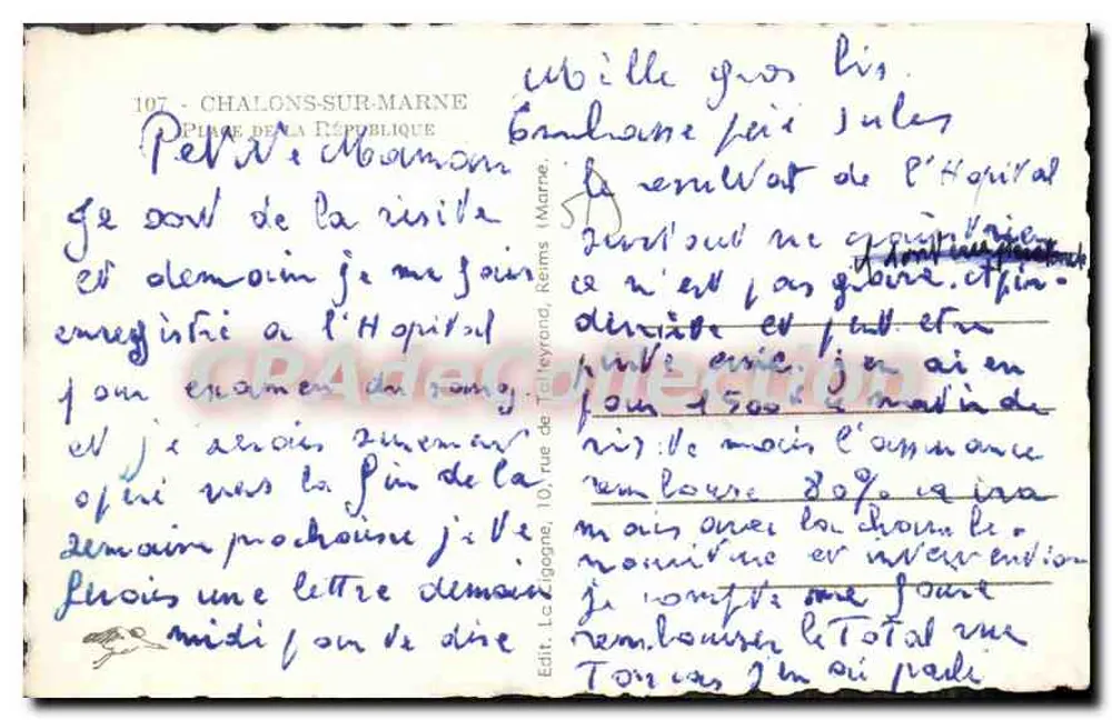 Place de la République — Châlons-sur-Marne — Édit. La Zigogne, n°107 - Verso