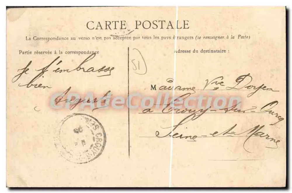 Camp de Chalons — Grande Rue — Livraria e Fotografia Galién, Mourmelon-le-Grand - Verso