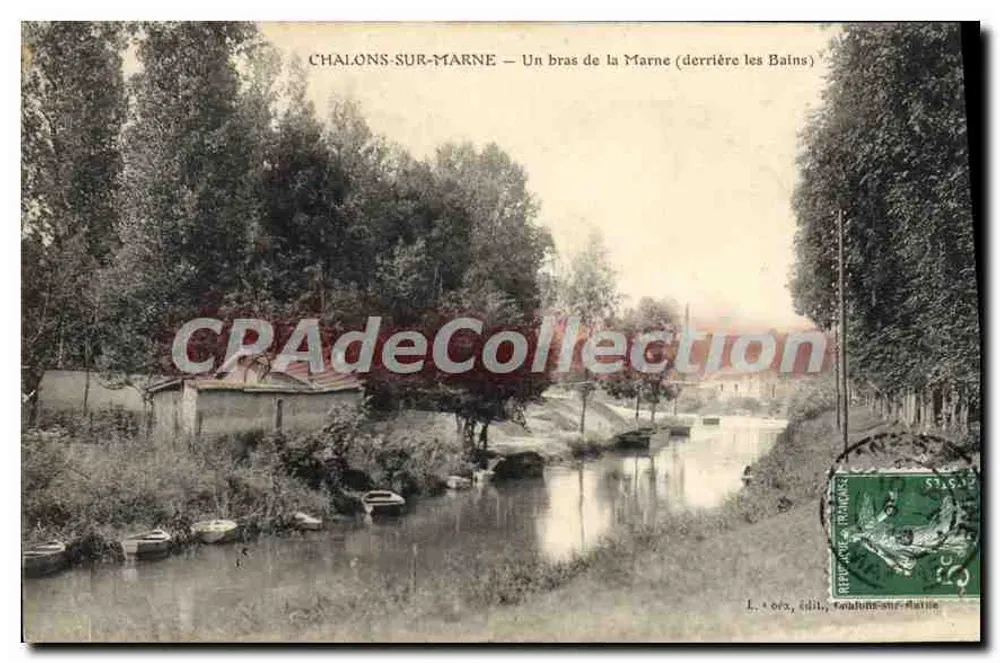 Chalons-sur-Marne — Een tak van de Marne (achter de Bains) — L. Lors, uitgever, Chalons-sur-Marne - Voorkant