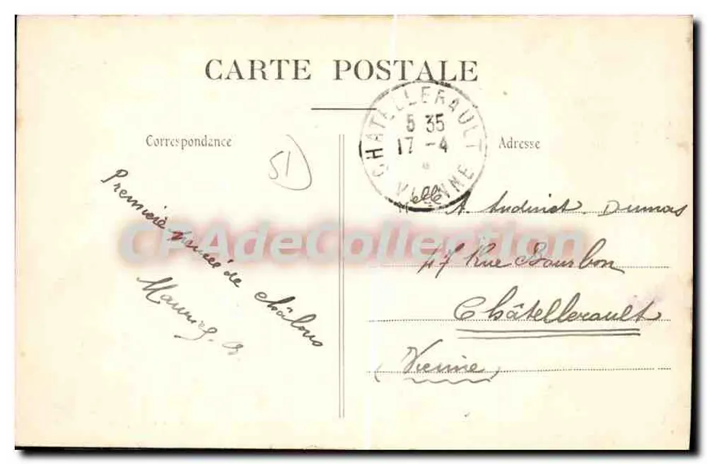 Chalons-sur-Marne — Een tak van de Marne (achter de Bains) — L. Lors, uitgever, Chalons-sur-Marne - Achterkant