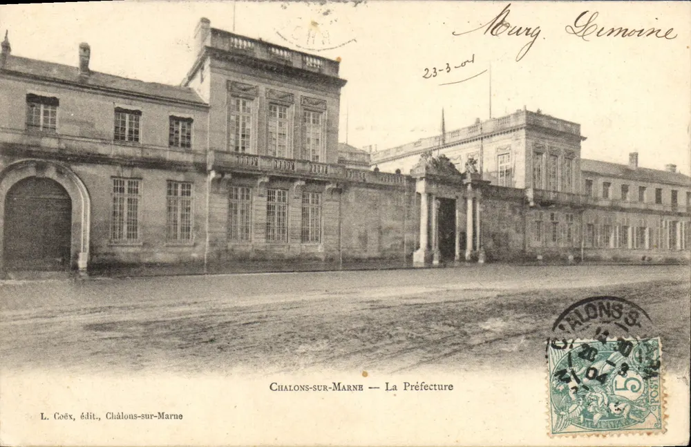 Châlons-sur-Marne — A Prefeitura — L. Coëx, editor, Châlons-sur-Marne - Frente
