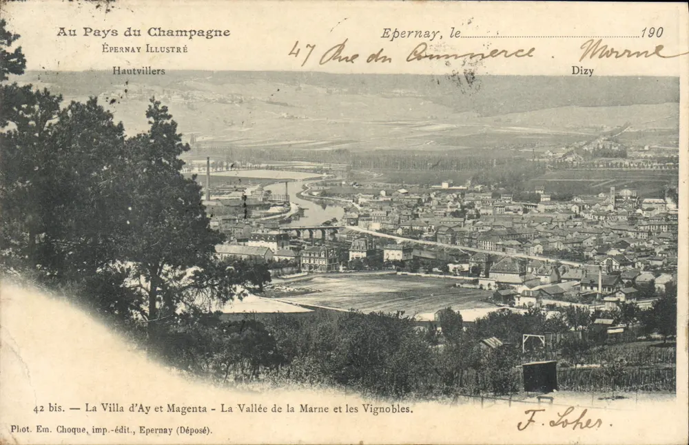 A Villa d'Ay e Magenta — A Valeira da Marne e os Vinhedos — Épernay, o 190 — Épernay Illustré - Frente