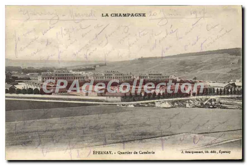 Épernay - Bairro da Cavaleria — A Champagne — J. Bracquemart, editor-librairie, Épernay - Frente