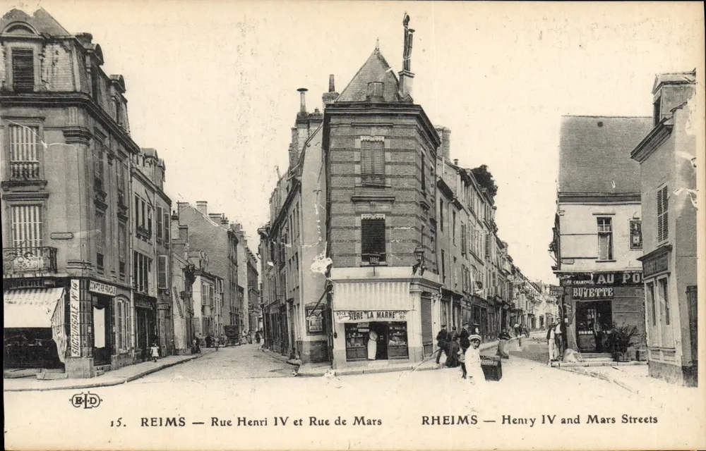 Reims — Straße Henri IV und Straße de Mars — Verlag B.D., Nr. 15 - Vorderseite