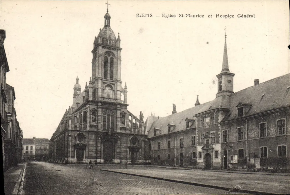 Riems — Kirche Saint-Maurice und Generalkrankenhaus - Vorderseite