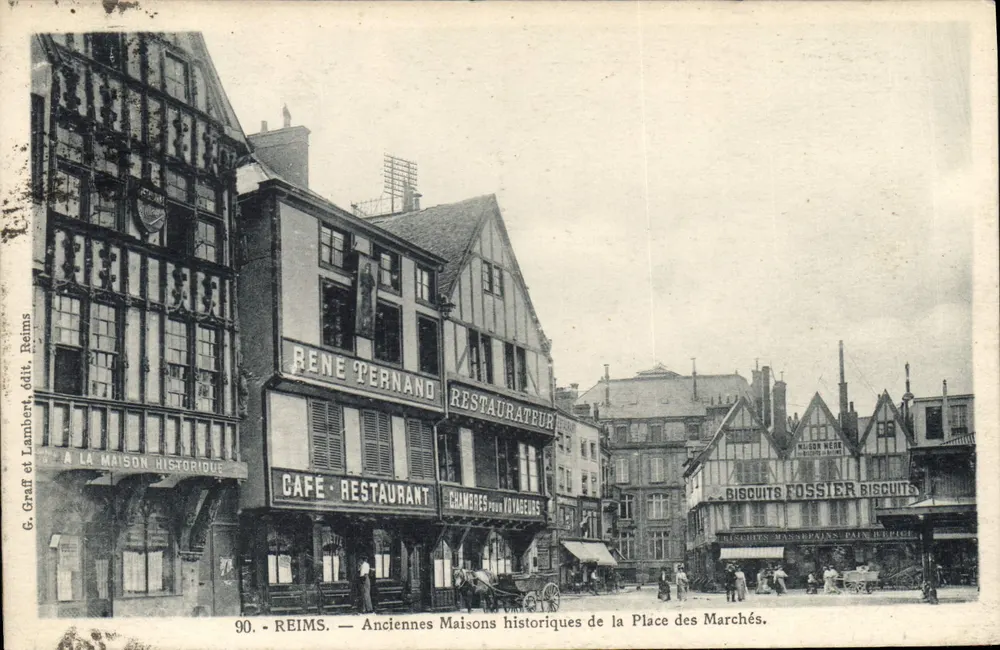Reims — Historische Häuser der Place des Marchés — G. Graff et Lambert, Verlag Reims, Nr. 90 - Vorderseite