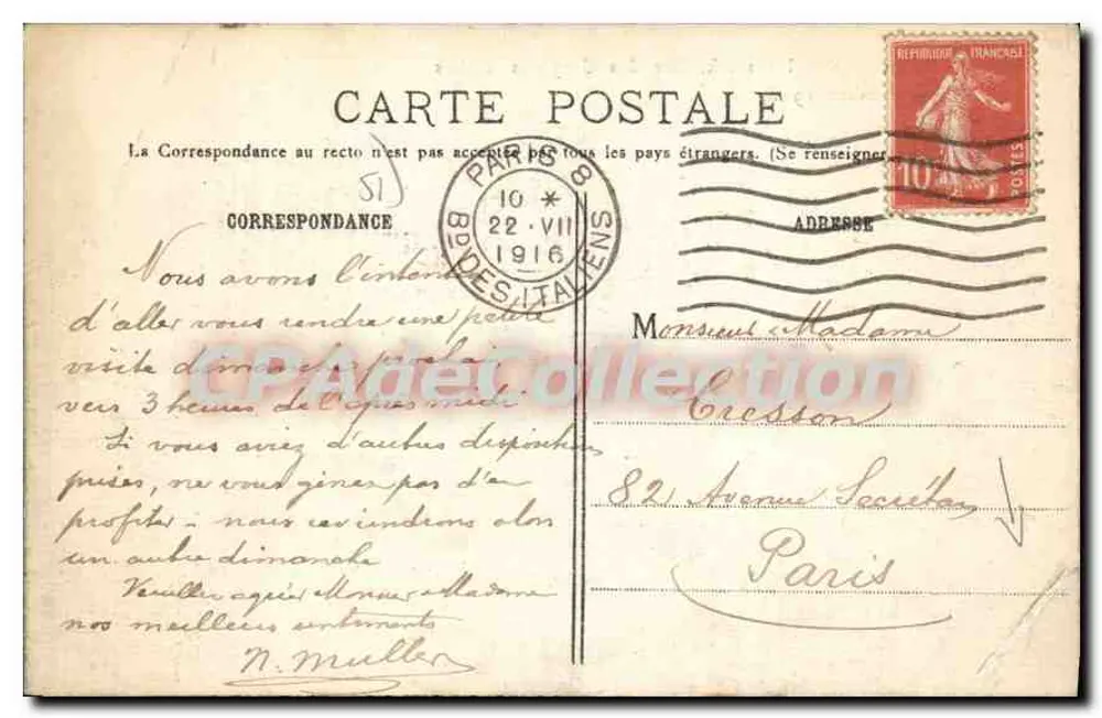Einrichtung Piper-Heidsieck, Rue des Crayères, Reims — Kriegsschäden — datiert 26. September 1914 - Rückseite