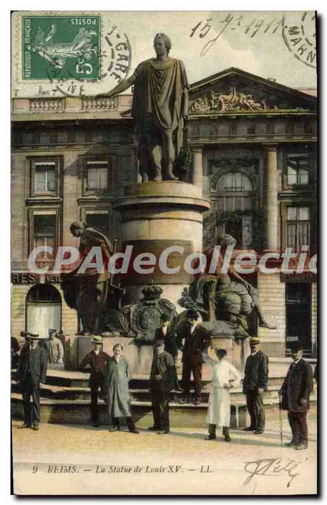 Reims — Die Statue von Louis XV — L.L. - Vorderseite