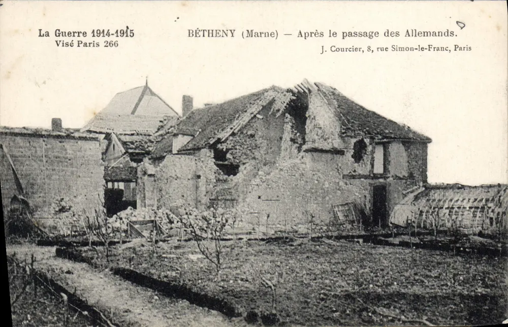 Bétheny (Marne) — Nach dem Durchgang der Deutschen — J. Courcier, 8 rue Simon-le-Franc, Paris - Vorderseite