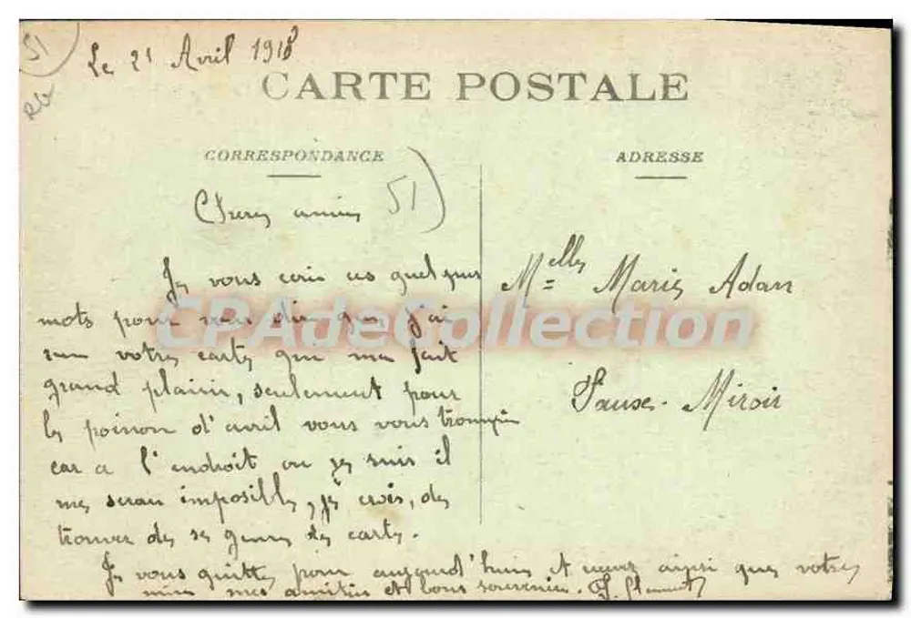 SOUAIN (Marne) — Bairro destruído pelos Alemães — La Cense, 1917 — I. C. H. Visé Paris - Verso
