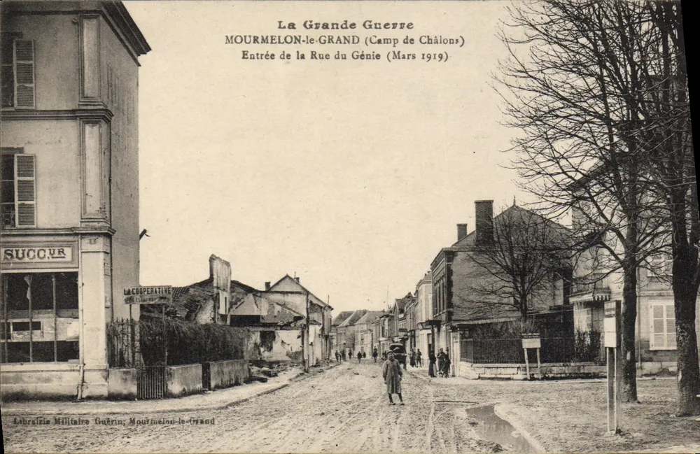 Mourmelon-le-Grand — Eingang der Rue du Génie (Camp Châlons, März 1919) — Librairie Militaire Guérin - Vorderseite