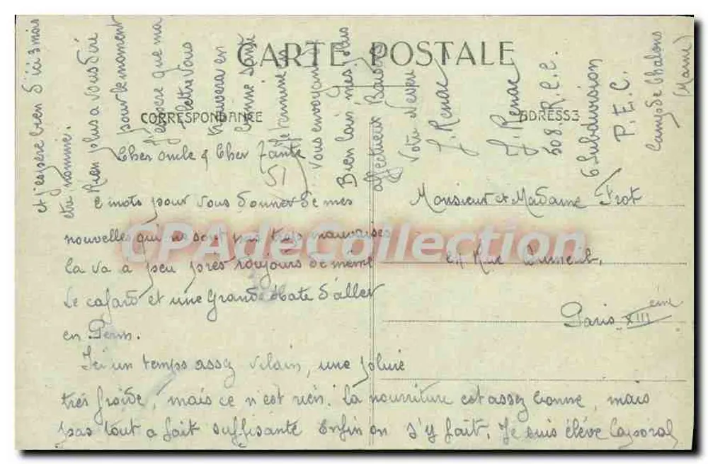 Mourmelon-le-Grand — Eingang der Rue du Génie (Camp Châlons, März 1919) — Librairie Militaire Guérin - Rückseite