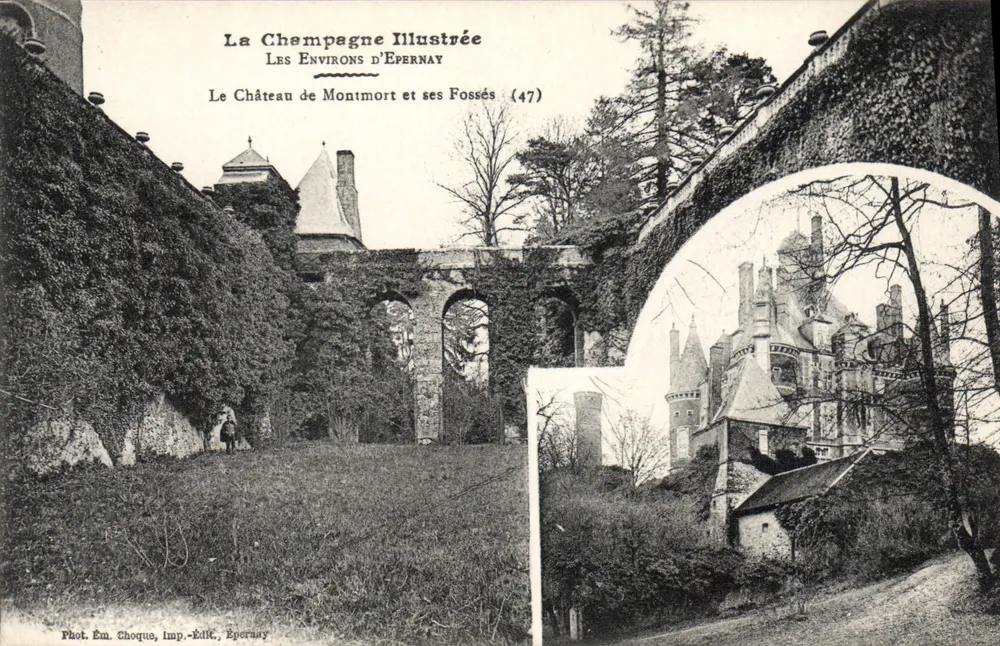 Das Schloss Montmort und seine Gräben — Umgebung von Épernay — Phot. Ém. Choque, Imp.-Édit. Épernay - Vorderseite